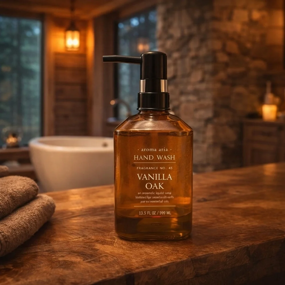 New! Vanilla Oak Hand Wash Amber Glass Refillable